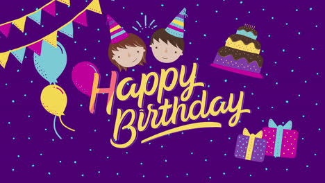 feliz cumpleaños tarjeta con niños