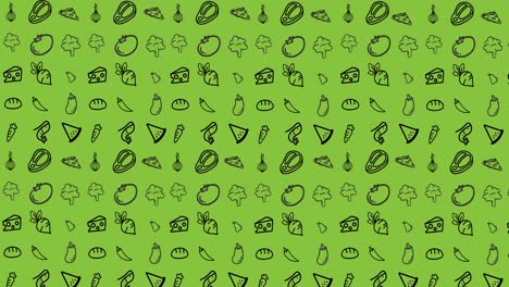 animation of moving vegetables over green background