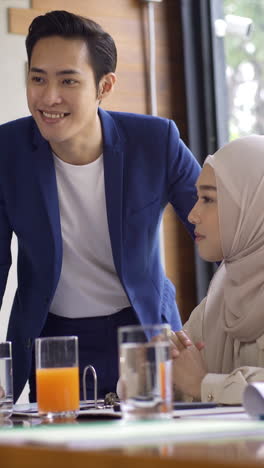 a dynamic, ambitious and upwardly mobile asian muslim entrepreneurs in a startup business meeting, passionately discussing growth strategies for their small business