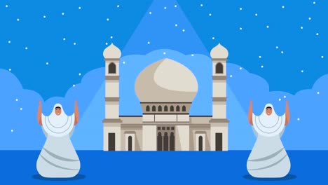 hajj mabrour celebrando con las mujeres que rezan en la mezquita