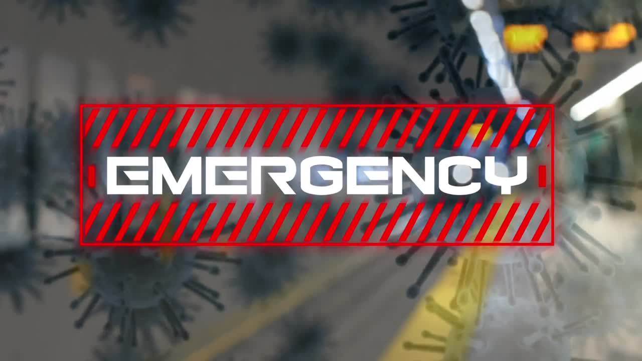 células covid-19 y texto de emergencia contra la estación de tren