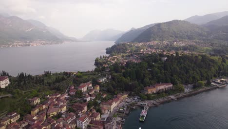 aerial arc over popular italian travel destination on lake como