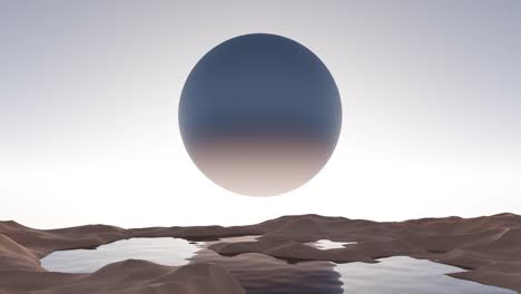3d render animation of round full moon rising over horizon