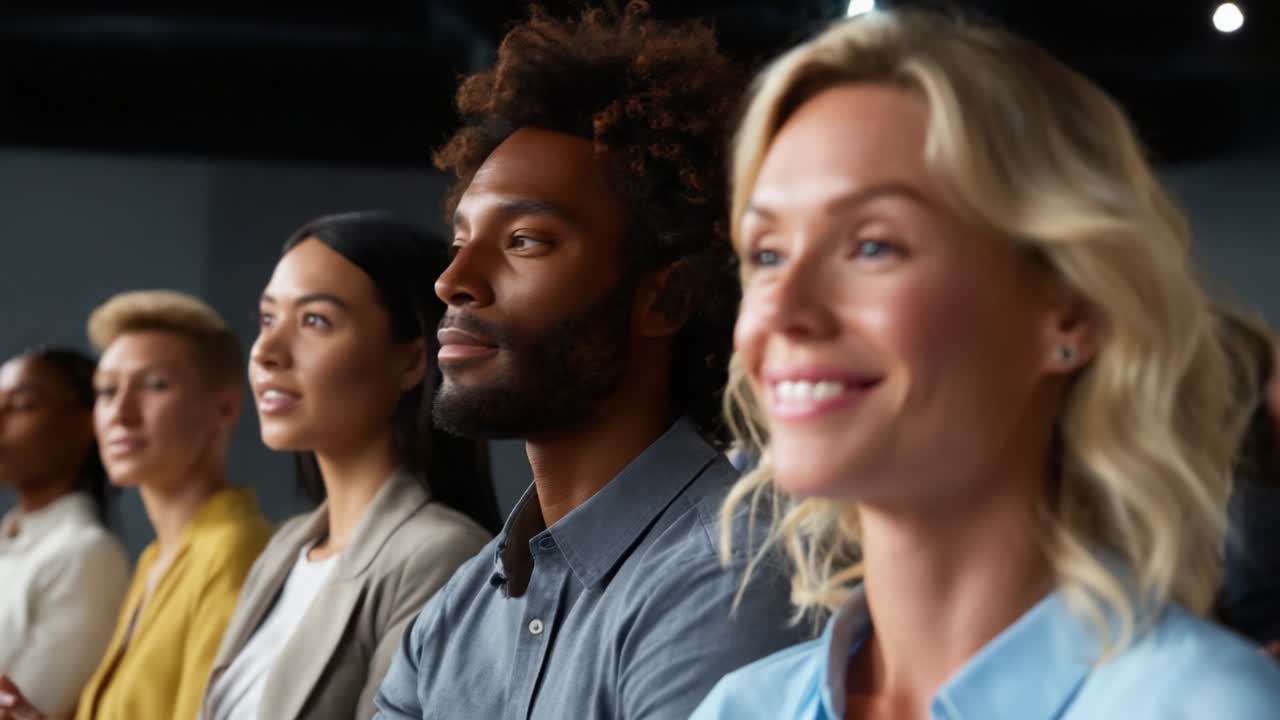 Diverse group of people attending a business conference