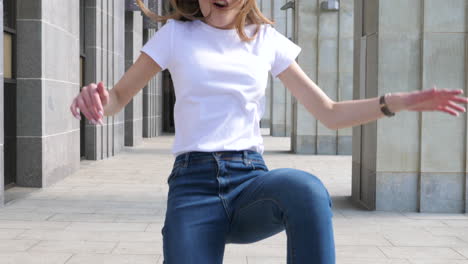 young woman posing in the city