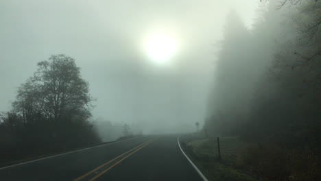 point of view of driving in dangerous weather condition on highway