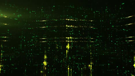 código de computadora hexáreo verde en pantalla curva bucle sin costuras animación de renderización 3d