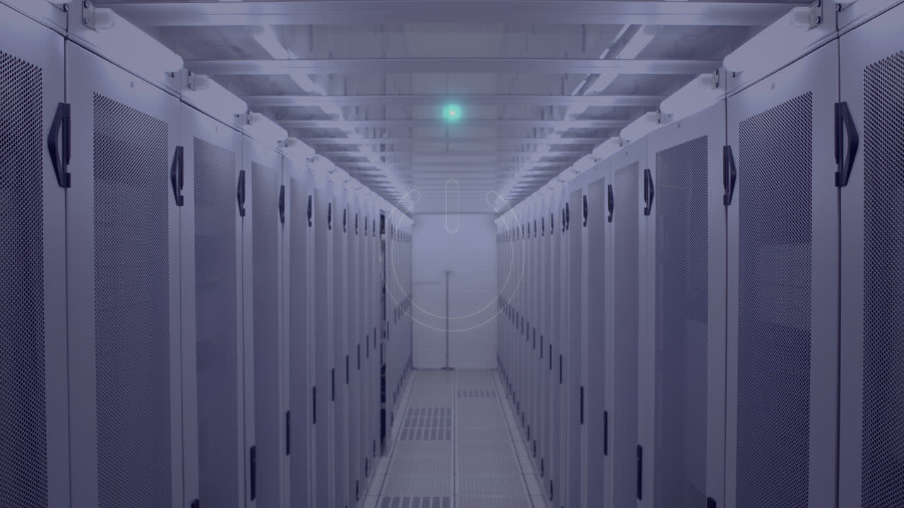 animación de círculos de neón con poder sobre los servidores