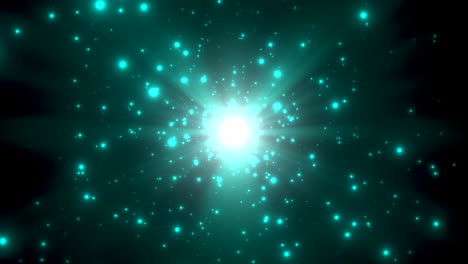 partículas verdes en movimiento y estrellas en la galaxia 4