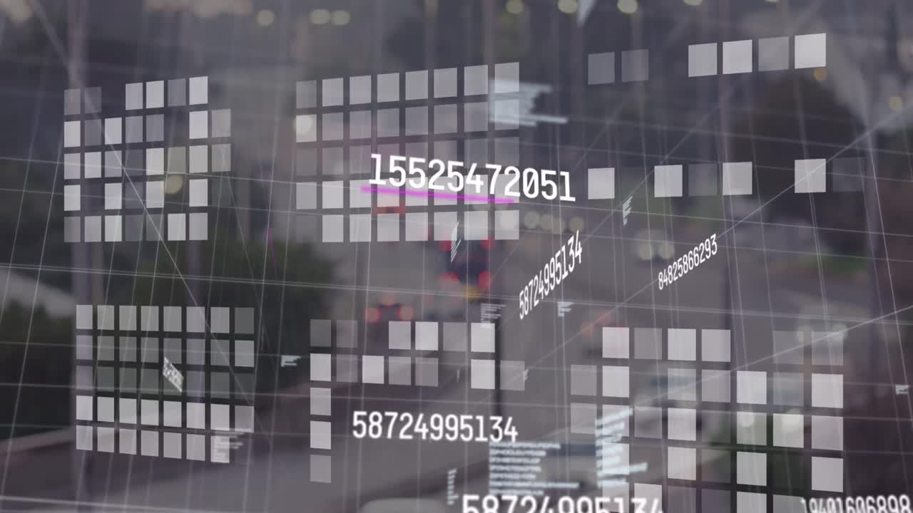 animación del procesamiento de datos sobre el paisaje urbano