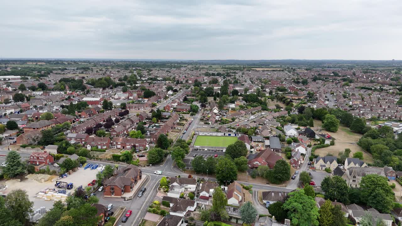 Houses and streets Wootton Bassett Town Wiltshire UK drone,aerial