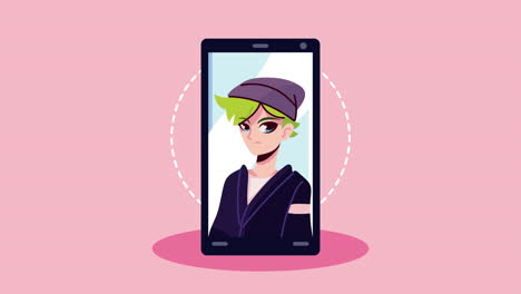 joven en el teléfono inteligente