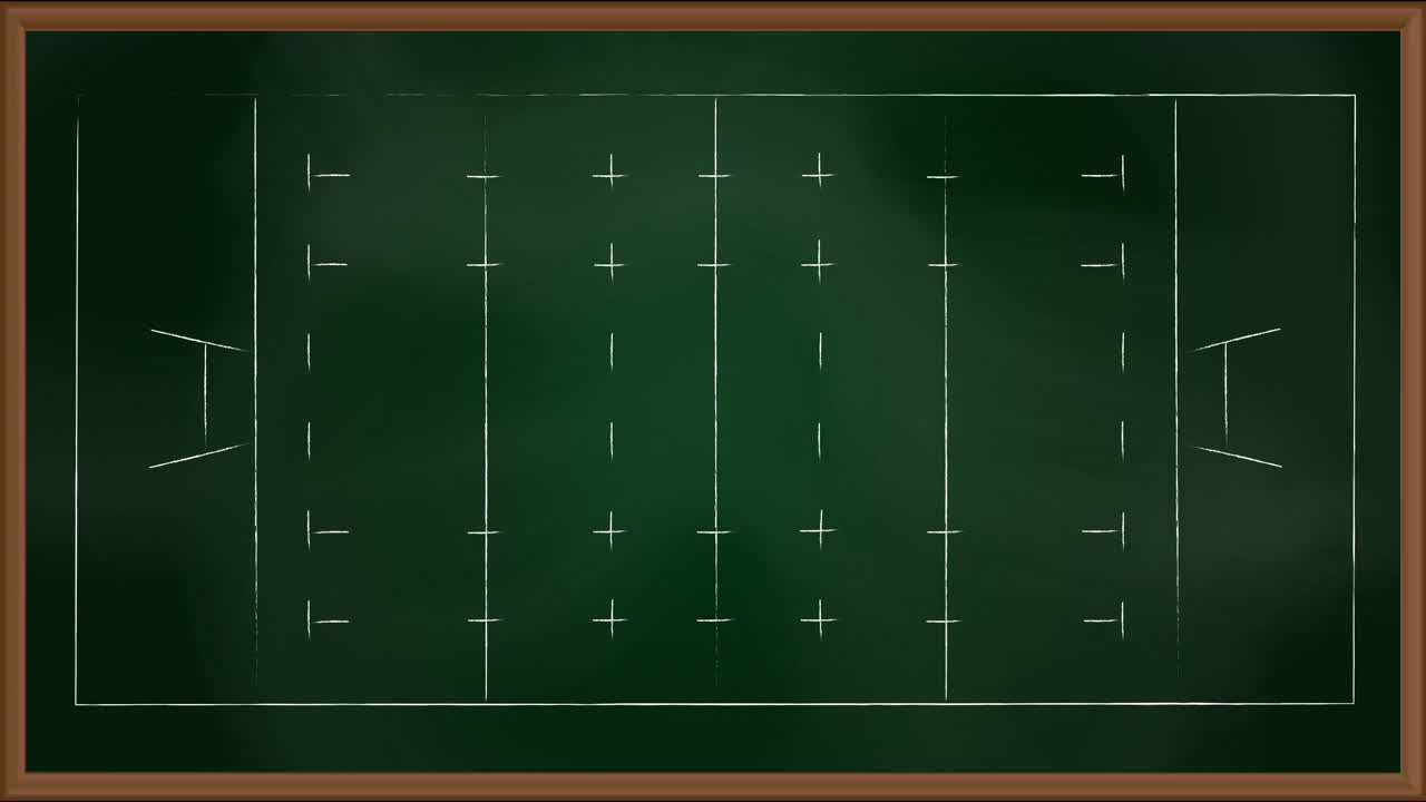 Animation of drawing of game plan over green background