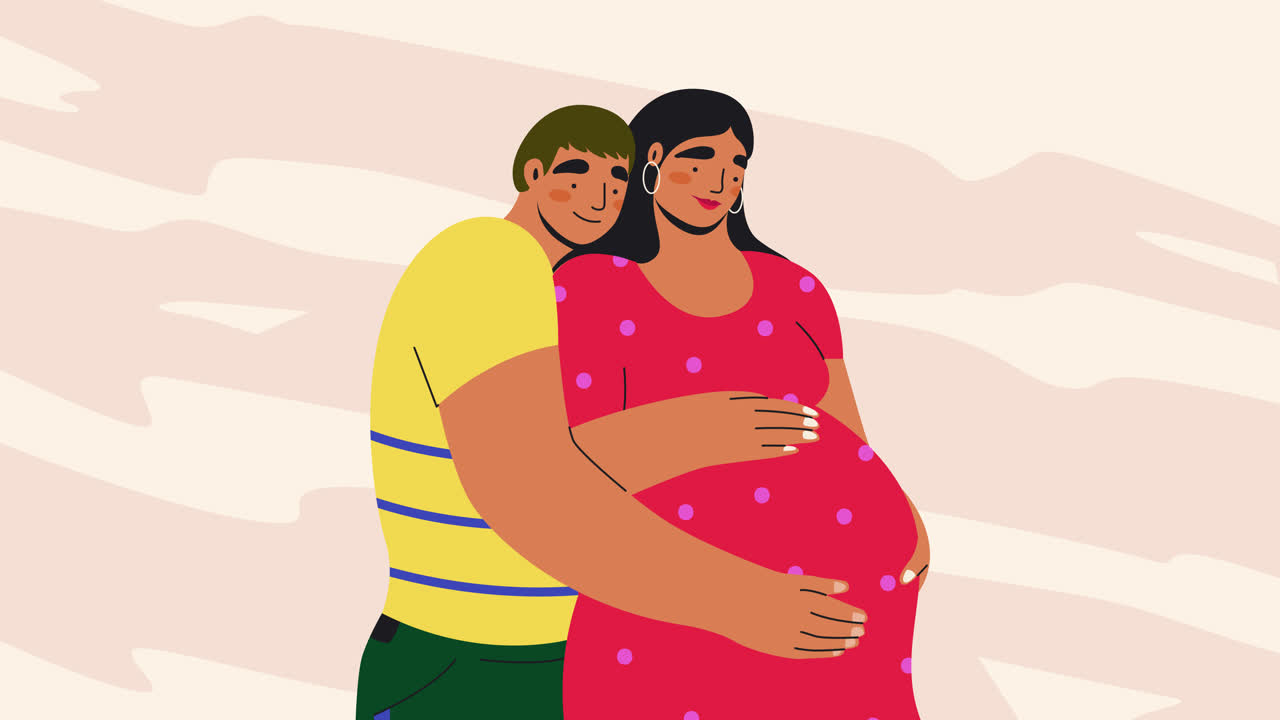 Una pareja feliz y embarazada.