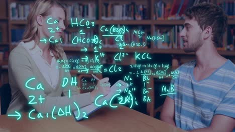 animación de ecuaciones y procesamiento de datos sobre estudiantes caucásicos.