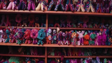 Handmade-Stuffed-Plush-Animal-Toys-At-Artisan-Market-In-San-Cristobal-de-las-Casas,-Chiapas,-Mexico