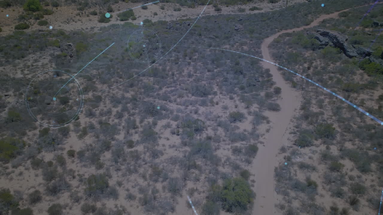 animación de redes de conexiones sobre el paisaje