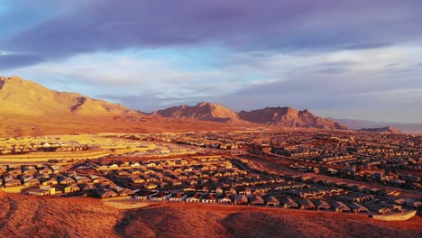 aerial view panning the las vegas rural suburbs near red rock canyon dec 2022