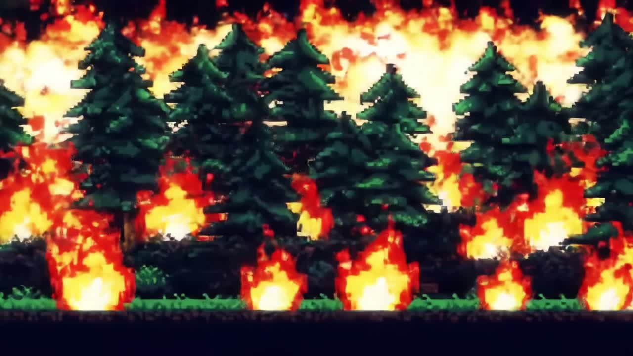 Wildfire Engulfs Forest as Flames Spread Rapidly and Smoke Fills the Sky at Dusk