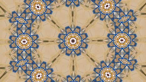 Bunte-Symmetrische-Muster-Botanische-Kaleidoskop-Mandala-Geometrie-Tapete---Mehrfarbige-Fraktale-Animation-Stammes-Vektorillustration