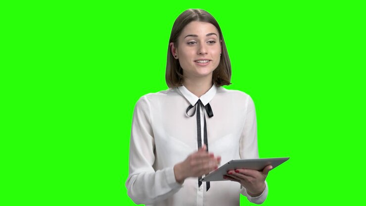Young female speaker on business conference.