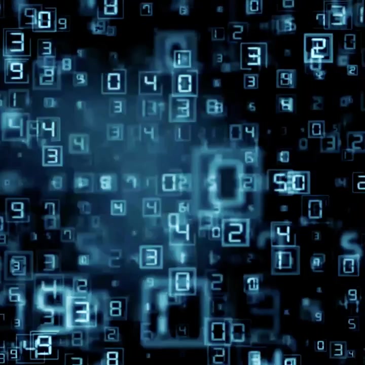 Numeri digitali astratti che scorrono su sfondo nero