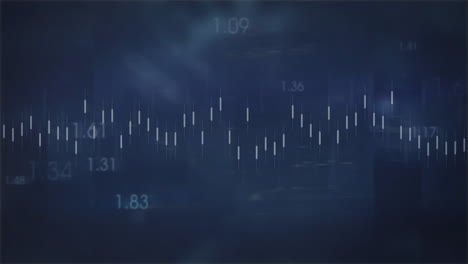 animation of financial data processing over blue background