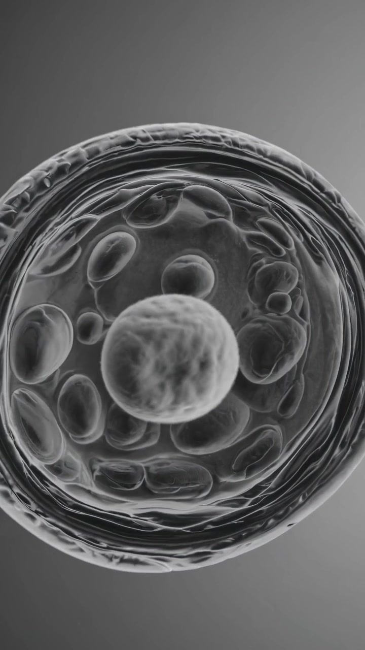 Vista Microscopica Di Una Cellula Biologica Con Organelli Interni