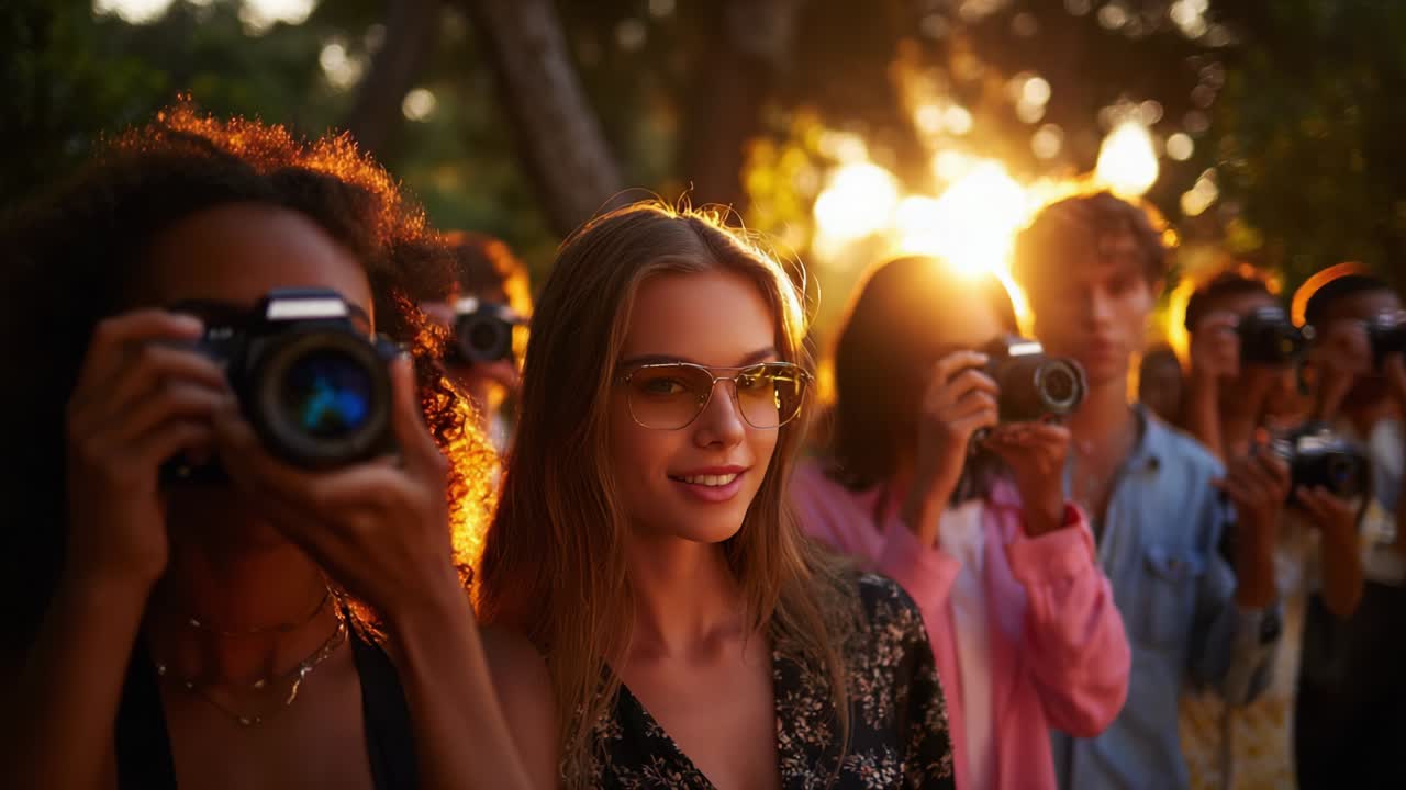 Group of Photographers at Sunset
