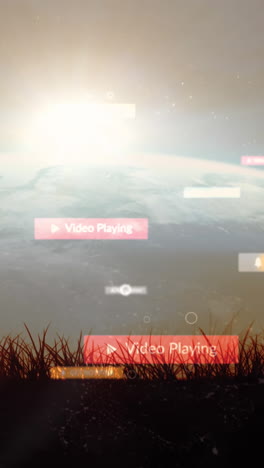 animación de iconos y números de las redes sociales sobre el fondo del globo y la hierba