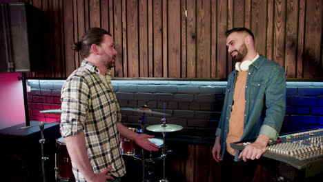 musical group in the studio