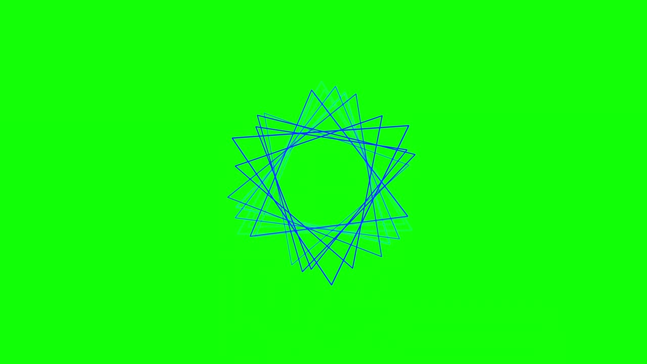 fondo verde y múltiples triángulos móviles