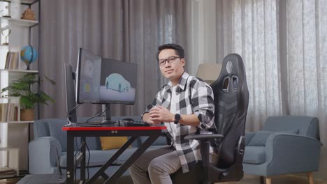 hombre trabajando en un proyecto de diseño 3d