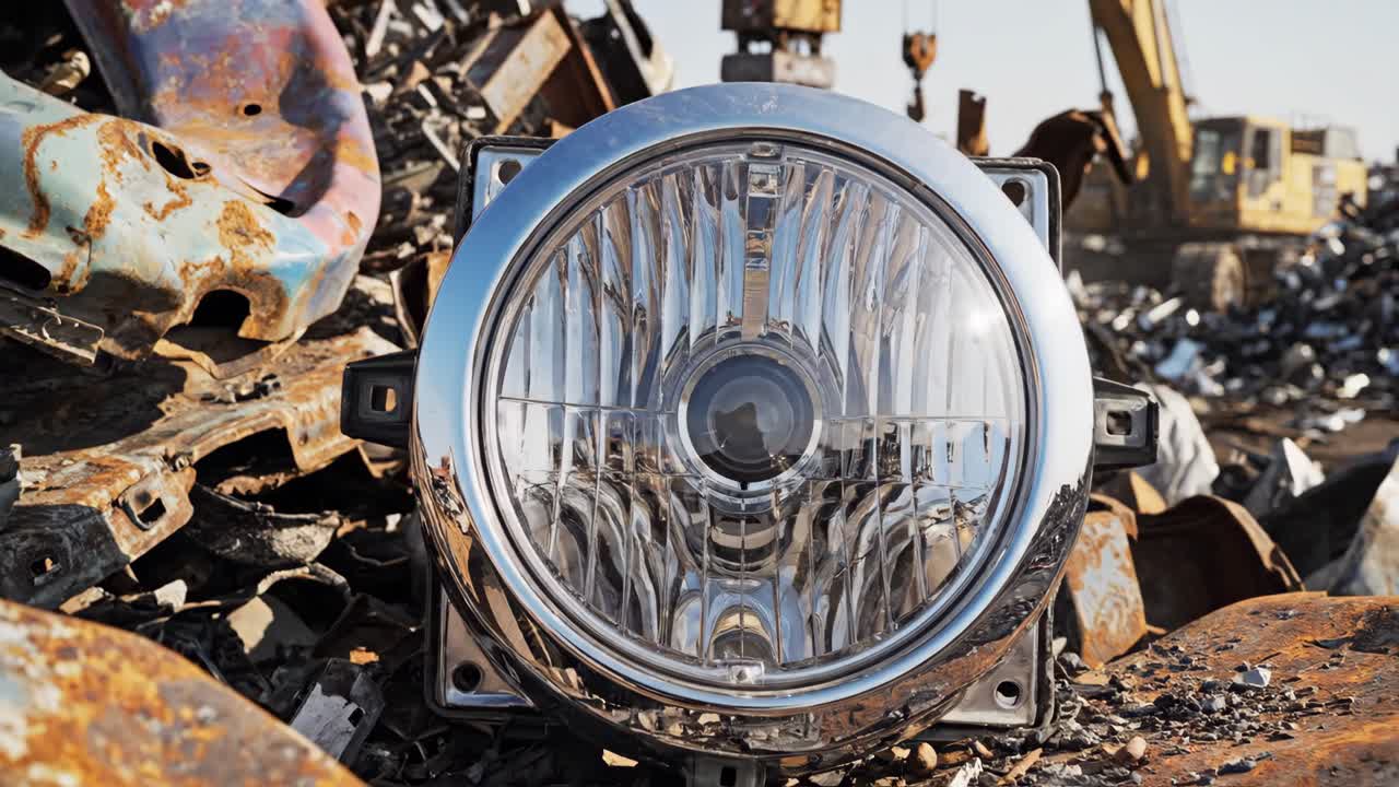 Headlight in a Scrap Metal Yard