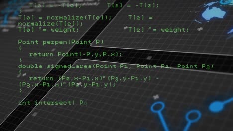Animation of interface with data processing against black background