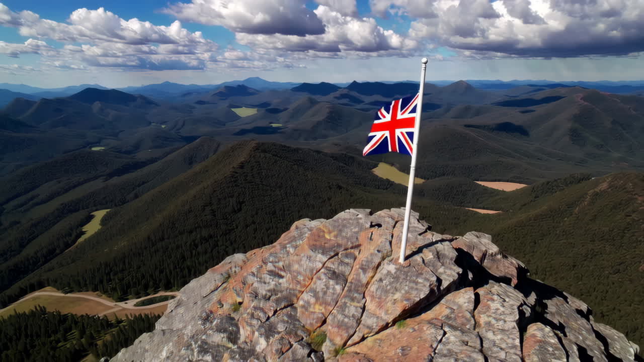 British Flag on Mountain Summit