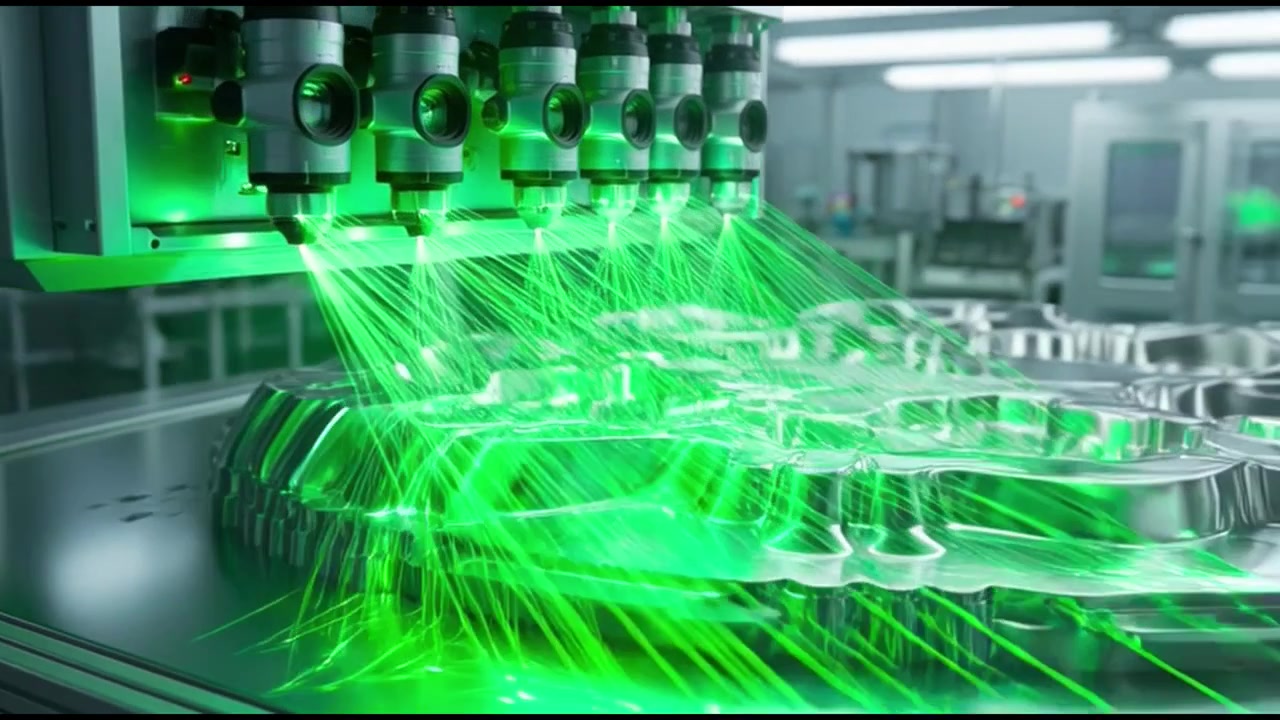 Industrial Laser Scanning System Inspecting Metal Part in Factory