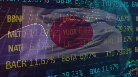 animation of data processing over flag of japan