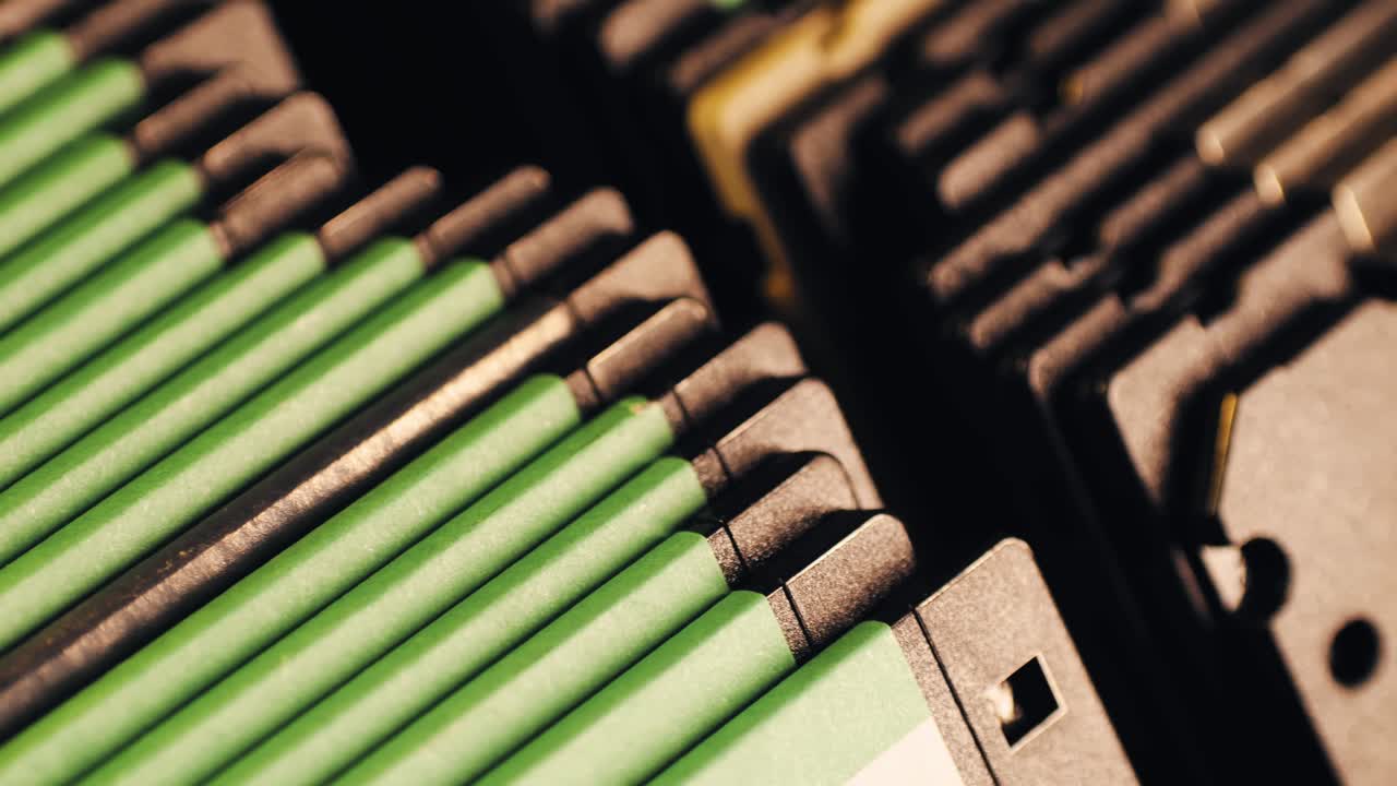 Using diskette for old computer. Music recorder, playing retro computer games. Vintage device for office, obsolete technology. . High quality 4k footage