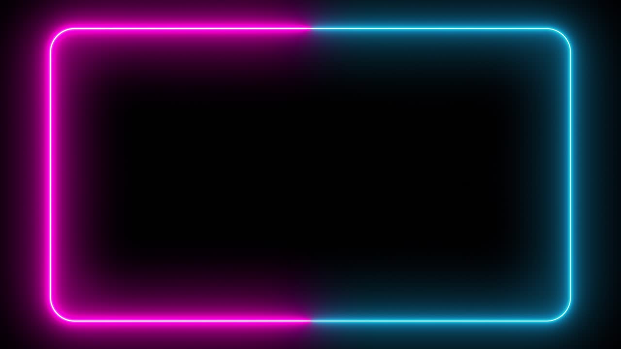 검은 바탕에 네온 분홍색과 파란색 프레임