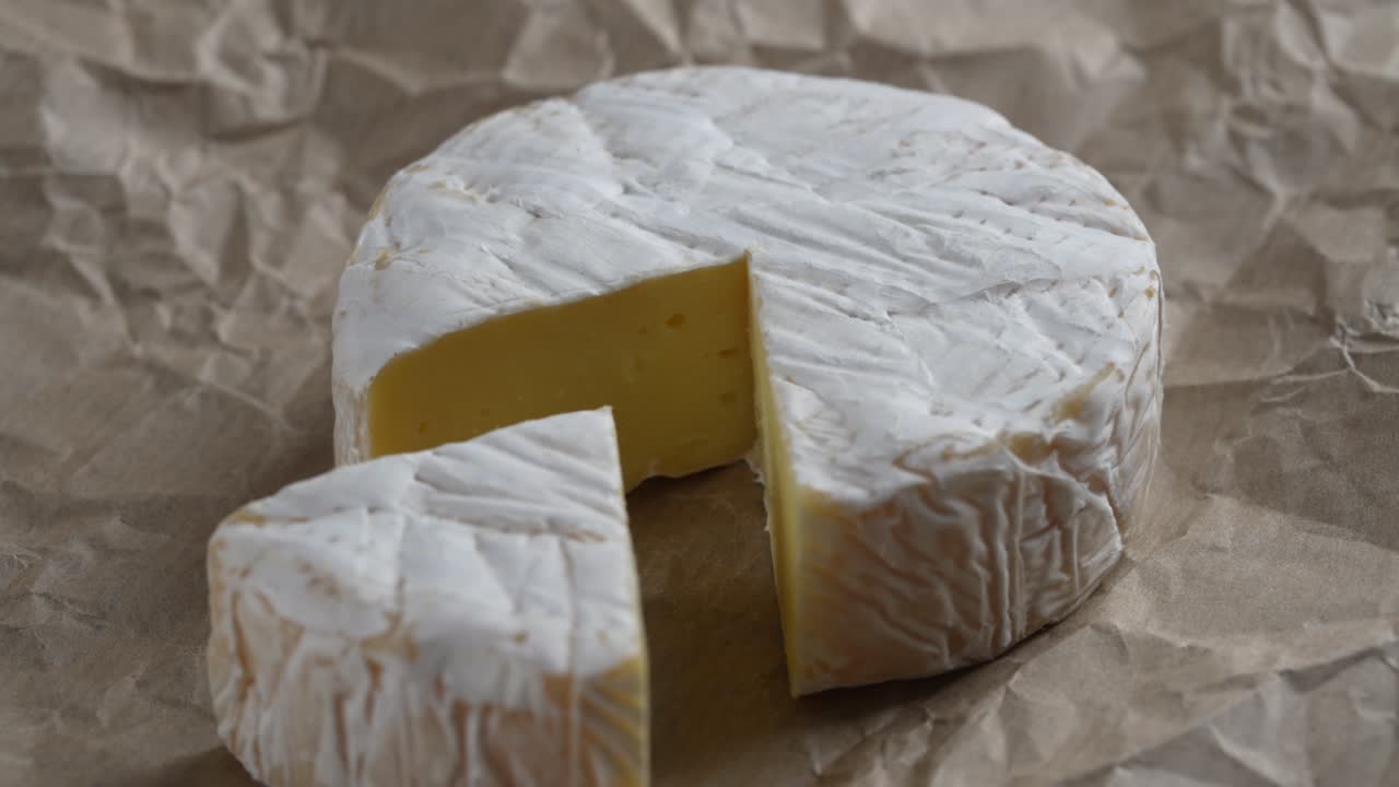 로테이팅 카멘베르 크림 치즈, 클로즈업, 유제품 개념