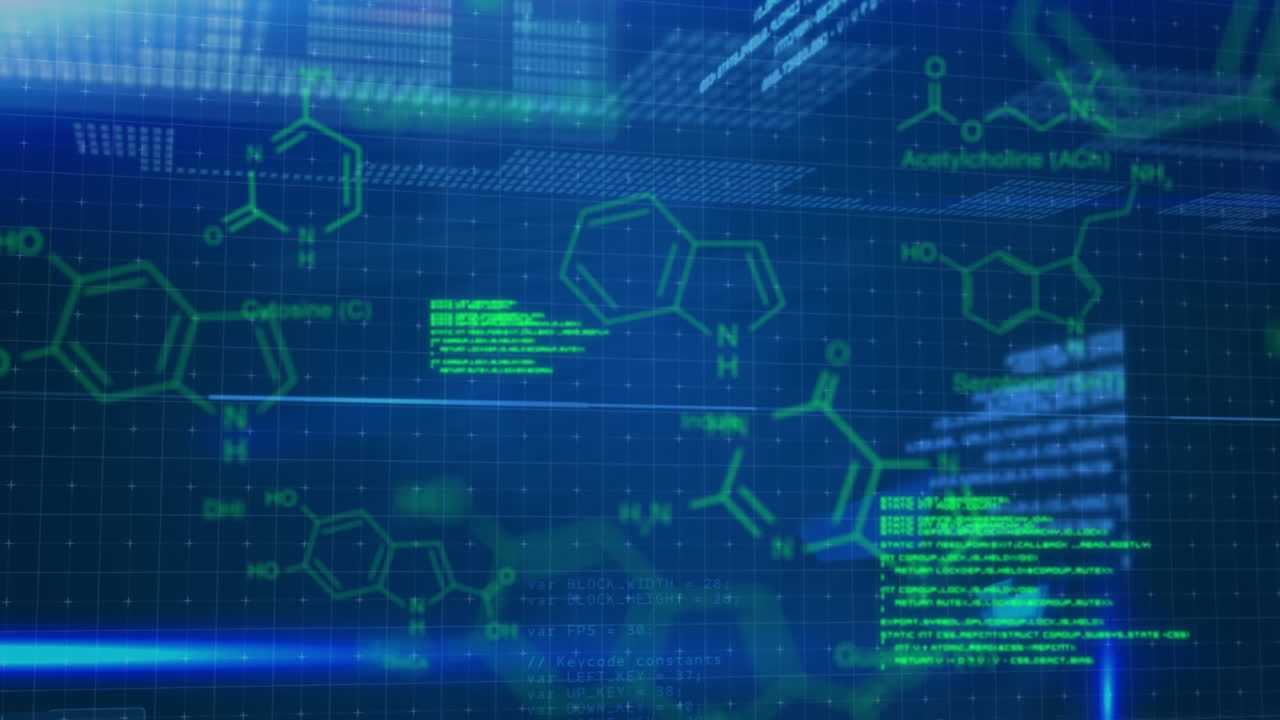 animación del procesamiento de datos sobre fondo azul