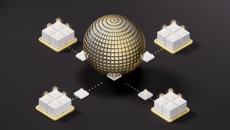 digital data sphere with server device, 3d rendering.