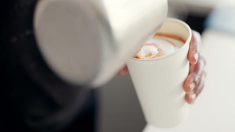 Latte,-art-and-hands-of-barista-pouring-in-coffee