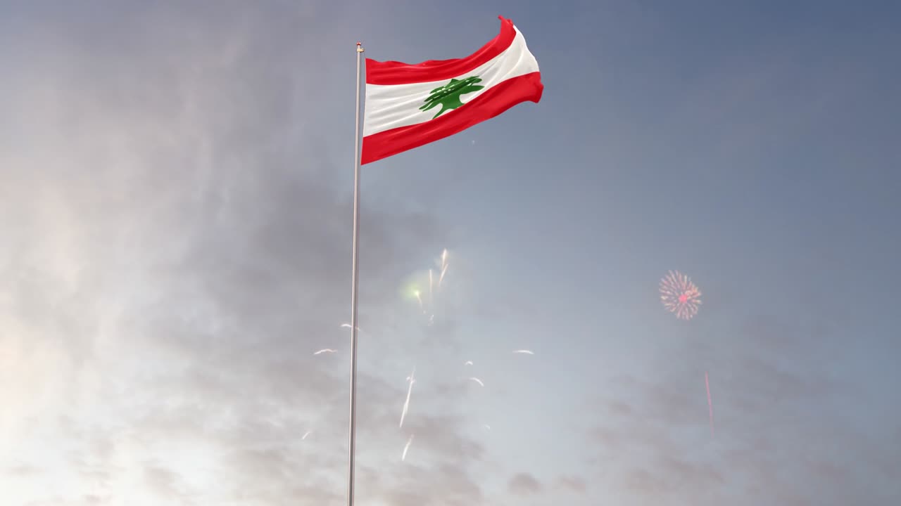 레바논 발과 불꽃놀이 배경