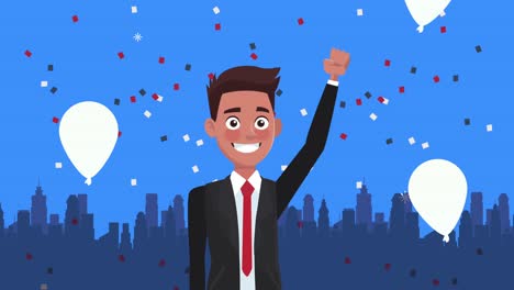 male candidate with balloons helium character