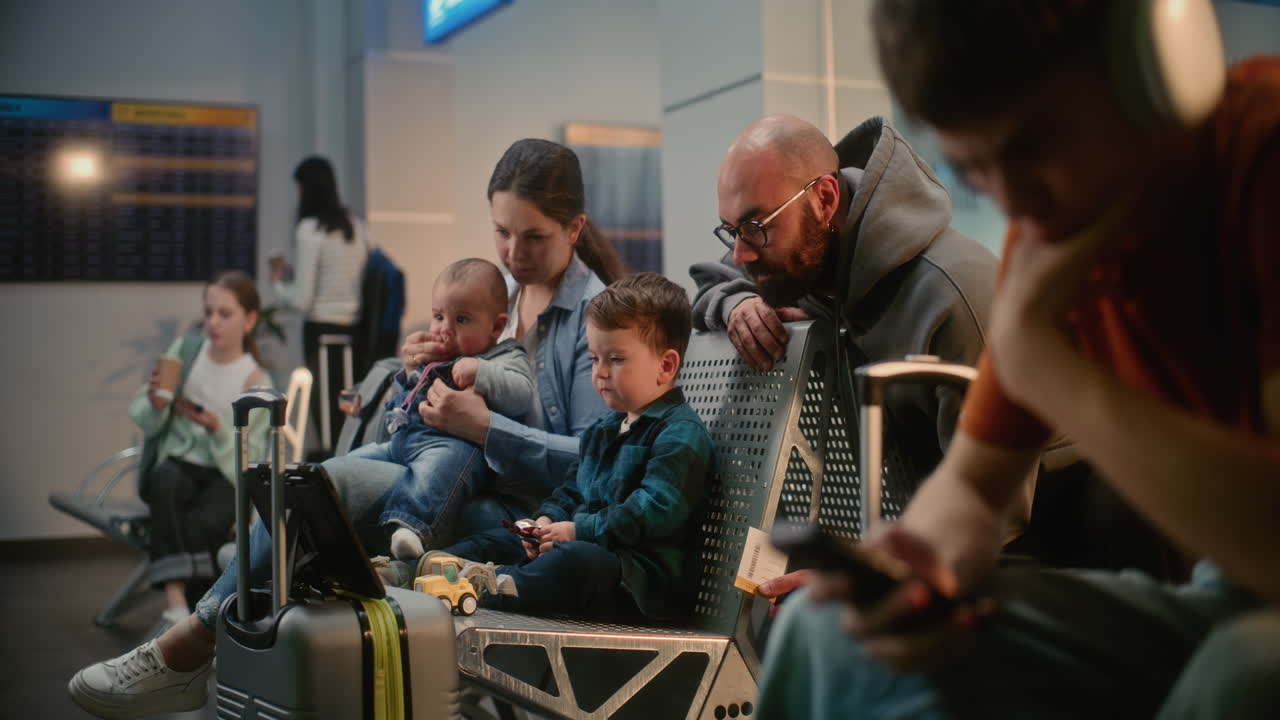 Family Waiting at Airport