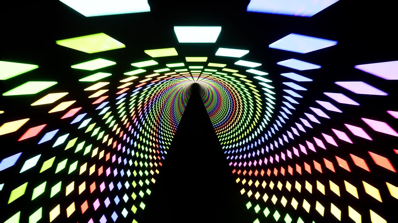 네온 나선형 터널과 자외선 4k