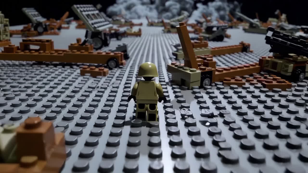 Lego War Scene with Soldier