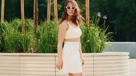 stylish woman in a park